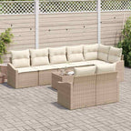 Sofa Set mit Kissen 9 pcs Beige Poly Rattan