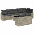 Sofa Set mit Kissen 9 pcs Hellgrau Poly Rattan