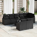 Sofa Set mit Kissen 9 pcs Schwarz Poly-Rattan