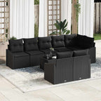 Sofa Set mit Kissen 9 pcs Schwarz Poly-Rattan
