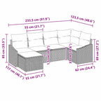 Sofa Set mit Kissen 6 pcs Schwarz Poly-Rattan