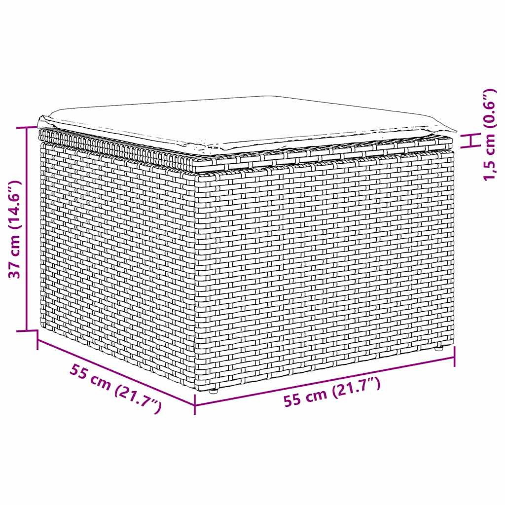 Sofa Set mit Kissen 6 pcs Schwarz Poly-Rattan