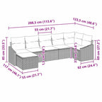 Sofa Set mit Kissen 7 pcs Schwarz Poly Rattan
