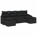 Sofa Set mit Kissen 6 pcs Schwarz Poly-Rattan