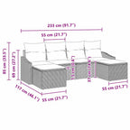 Sofa Set mit Kissen 6 pcs Schwarz Poly-Rattan