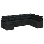 Sofa Set mit Kissen 8 pcs Schwarz Poly-Rattan
