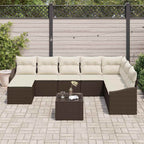 Sofa Set mit Kissen 9 pcs Braun Poly-Rattan