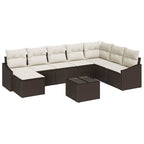 Sofa Set mit Kissen 9 pcs Braun Poly-Rattan