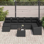 Sofa Set mit Kissen 9 pcs Schwarz Poly-Rattan