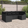 Sofa Set mit Kissen 6 pcs Schwarz Poly-Rattan