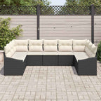 Sofa Set mit Kissen 9 pcs Schwarz Poly Rattan