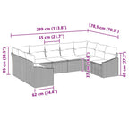 Sofa Set mit Kissen 9 pcs Schwarz Poly Rattan