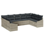 Sofa Set mit Kissen 9 pcs Hellgrau Poly Rattan