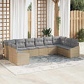 Sofa Set mit Kissen 10 pcs Beige Poly-Rattan