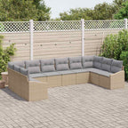 Sofa Set mit Kissen 10 pcs Beige Poly-Rattan