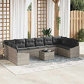 Sofa Set mit Kissen 11 pcs Hellgrau Poly Rattan