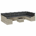 Sofa Set mit Kissen 11 pcs Hellgrau Poly Rattan
