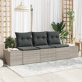 Sofa Set mit Kissen 3 pcs Hellgrau Poly Rattan