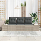 Sofa Set mit Kissen 3 pcs Hellgrau Poly Rattan