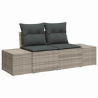Sofa Set mit Kissen 3 pcs Hellgrau Poly Rattan