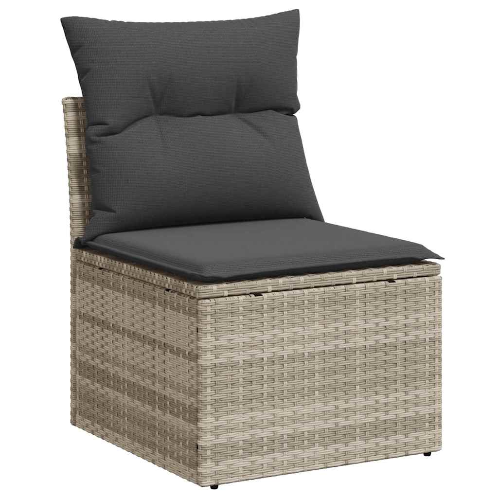 Sofa Set mit Kissen 3 pcs Hellgrau Poly Rattan