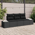 Sofa Set mit Kissen 3 pcs Schwarz Poly-Rattan