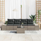 Sofa Set mit Kissen mit Kissen 5 pcs Grau Poly Rattan
