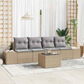 Sofa Set mit Kissen 5 pcs Beige und Hellgrau Poly Rattan