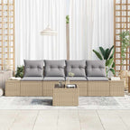 Sofa Set mit Kissen 5 pcs Beige und Hellgrau Poly Rattan