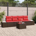 Sofa Set mit Kissen 5 pcs Braun Poly-Rattan
