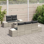 Sofa Set mit Kissen 6 pcs Hellgrau Poly Rattan