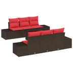 Sofa Set mit Kissen 7 pcs Braun Poly Rattan