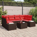 Sofa Set mit Kissen 7 pcs Braun Poly Rattan