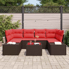 Sofa Set mit Kissen 7 pcs Braun Poly Rattan