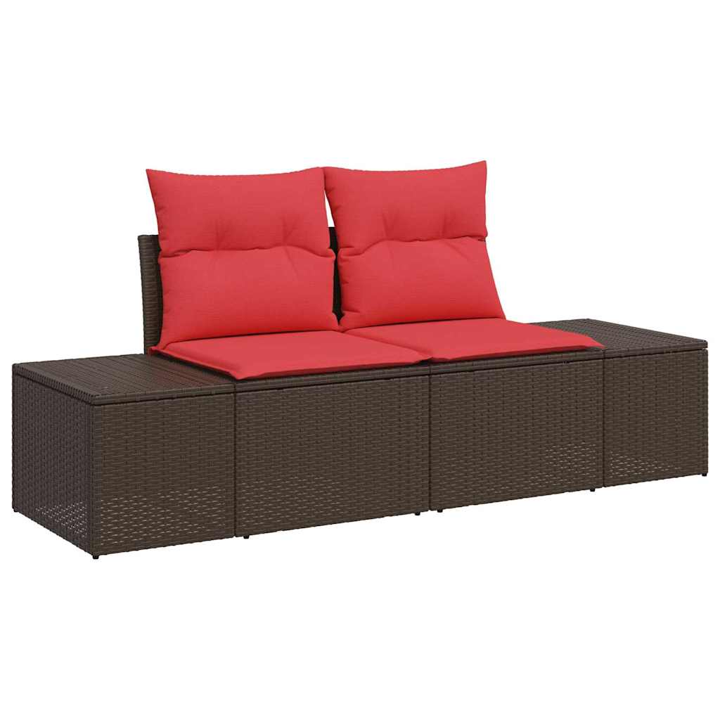 Sofa Set mit Kissen 7 pcs Braun Poly Rattan