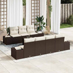 Sofa Set mit Kissen 8 pcs Braun Poly Rattan