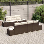 Sofa Set mit Kissen 8 pcs Braun Poly Rattan