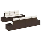 Sofa Set mit Kissen 8 pcs Braun Poly Rattan