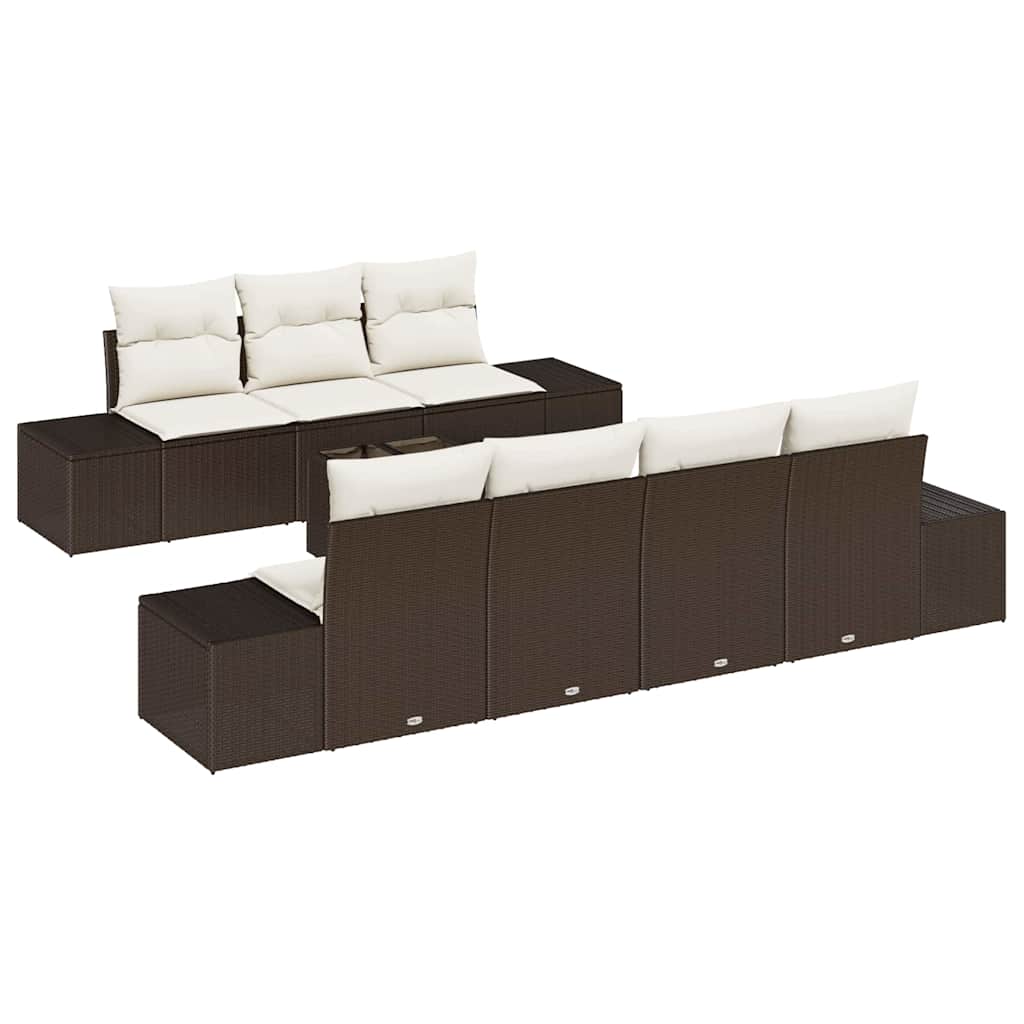 Sofa Set mit Kissen 8 pcs Braun Poly Rattan