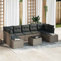 Sofa Set mit Kissen 8 pcs Grau Poly Rattan