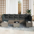 Sofa Set mit Kissen 8 pcs Grau Poly Rattan