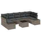 Sofa Set mit Kissen 8 pcs Grau Poly Rattan