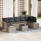 Sofa Set mit Kissen 8 pcs Hellgrau Poly Rattan