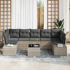Sofa Set mit Kissen 8 pcs Hellgrau Poly Rattan