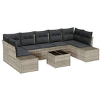 Sofa Set mit Kissen 8 pcs Hellgrau Poly Rattan