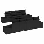 Sofa Set mit Kissen 7 pcs Schwarz Poly Rattan