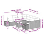 Sofa Set mit Kissen 9 pcs Schwarz Poly Rattan