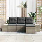 Sofa Set mit Kissen 4 pcs Grau Poly Rattan