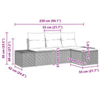 Sofa Set mit Kissen 4 pcs Schwarz Poly Rattan