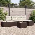Sofa Set mit Kissen 6 pcs Braun Poly Rattan